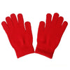 A pair of bright red knitted gloves.