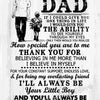A black and white quote print for a father expressing gratitude and support.