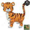 An orange and white tiger figurine used for jungle safari birthday decor.