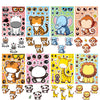 A collection of cartoon animal puzzle stickers featuring various animals like tigers, elephants, and monkeys.