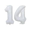 Silver foil number balloons shaped like the number 14