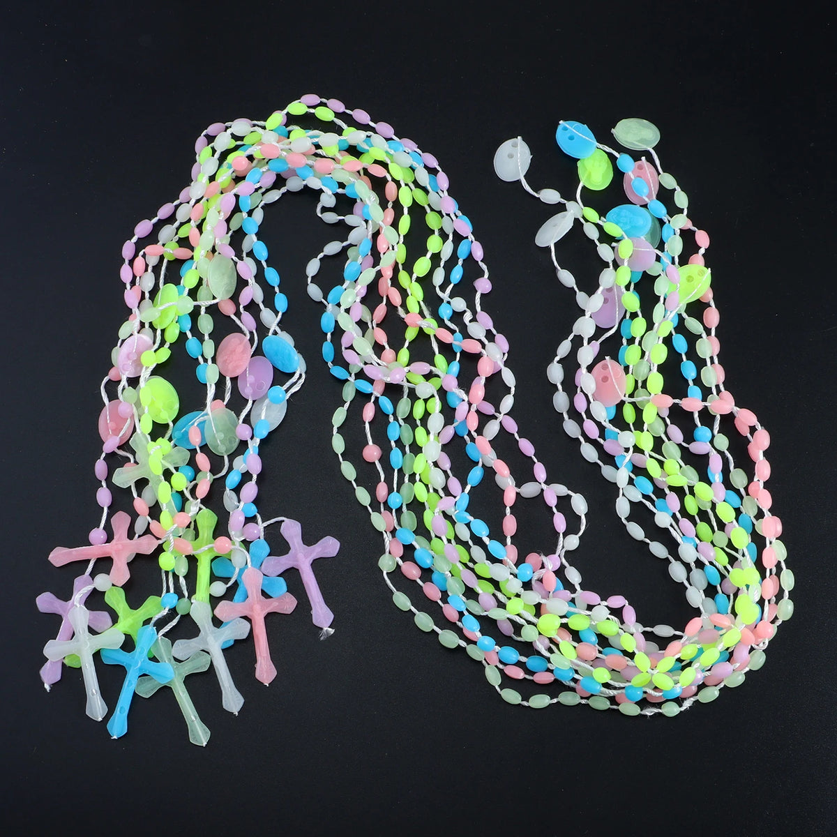 Assorted Plastic Rosary Necklaces (Set of 12)