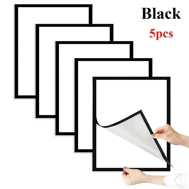 Schwarze magnetische Foto-Displayrahmen in einem Set aus fünf