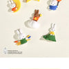 A set of six Miffy and friends character magnets in various colors and shapes.