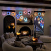Halloween 3D wall stickers with LED night light effect displayed on a decorated wall.