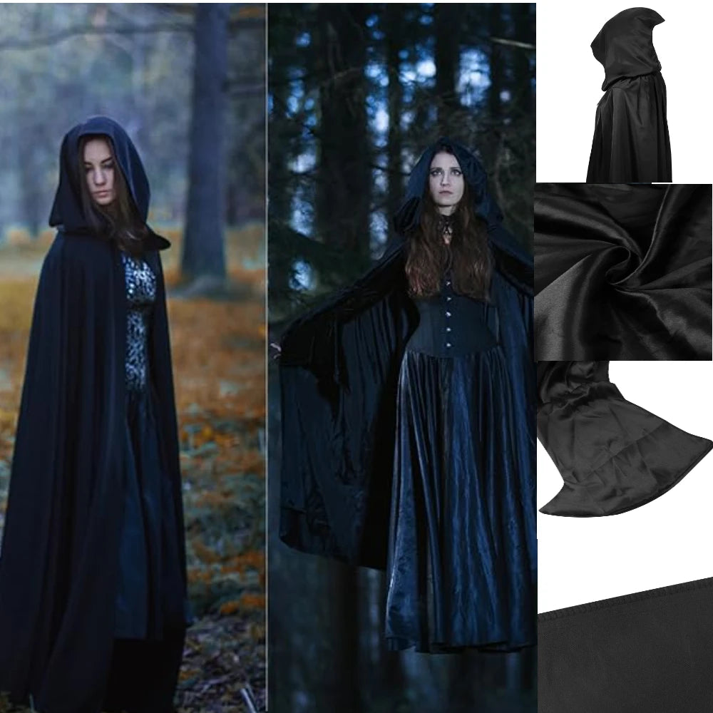 Black Wizard Cloak Costume Cape for Cosplay and Halloween