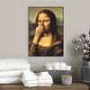 A framed painting of a woman touching her face, used as bathroom wall art print.
