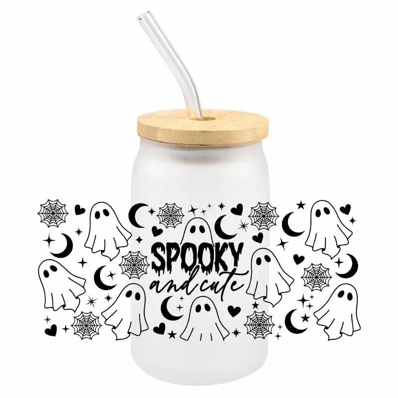 Halloween Spooky UV DTF Cup Wraps – 3D Cartoon Stickers