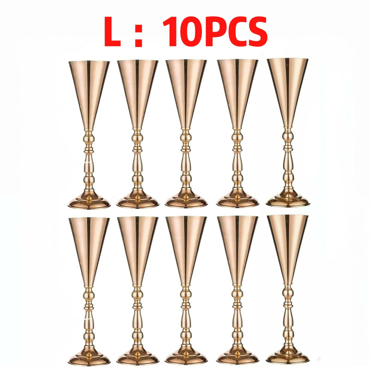 Gold Trumpet Vase Metal Flower Holder for Weddings & Home Decor