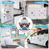 A collection of nautical magnet designs featuring a captain ship and various sea-themed icons displayed on refrigerator, door