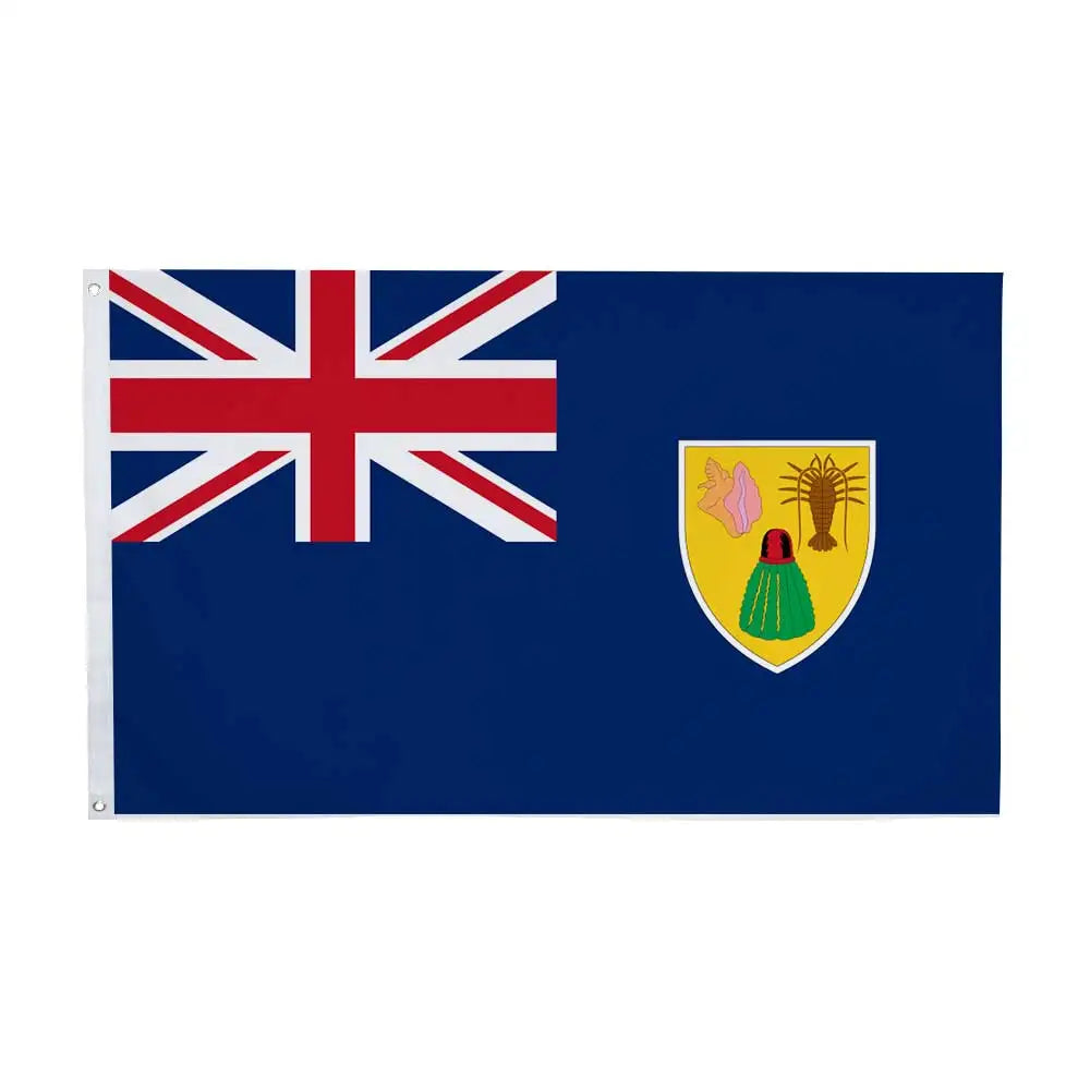 A dark blue flag featuring the Union Jack in the canton and a shield emblem on the fly.
