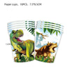 Ten paper cups featuring dinosaur illustrations for a birthday party decoration kit.
