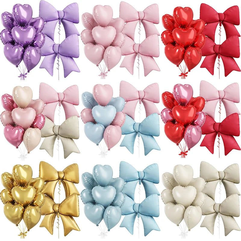 Pink Heart & Bow Balloon Set for Weddings and Showers