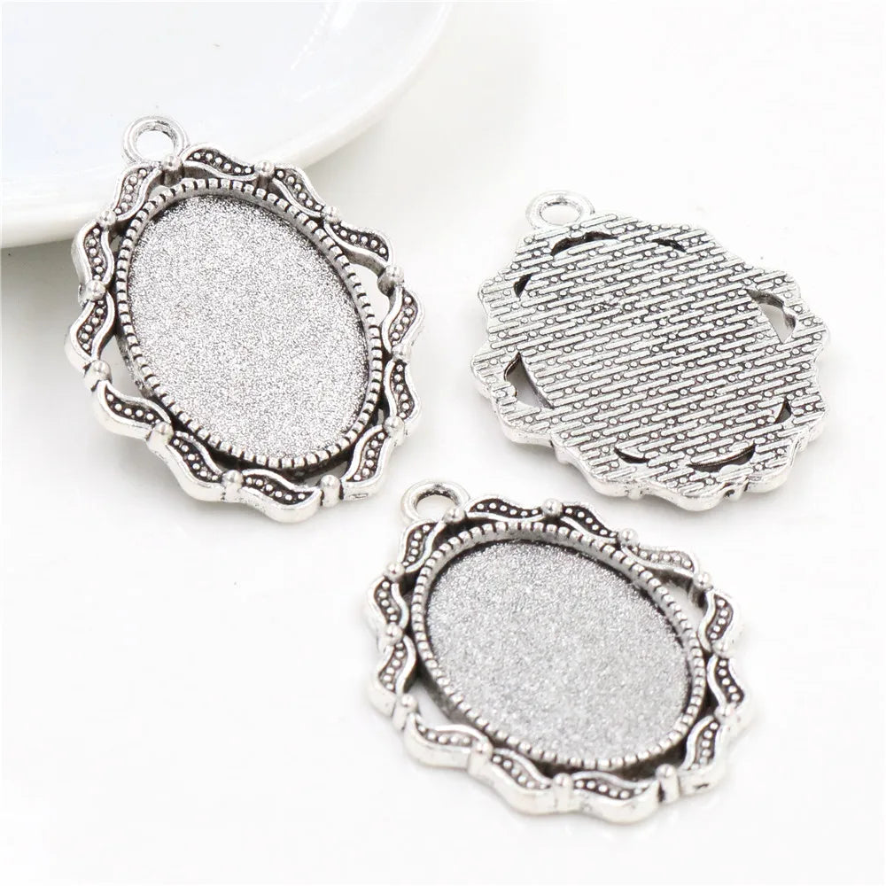 Vintage Style Cameo Pendant Bases with Ornate Gold or Silver Finish