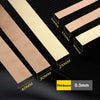Various thicknesses of gold mirror self-adhesive stainless steel decorative wall trim pieces shown against a dark background.