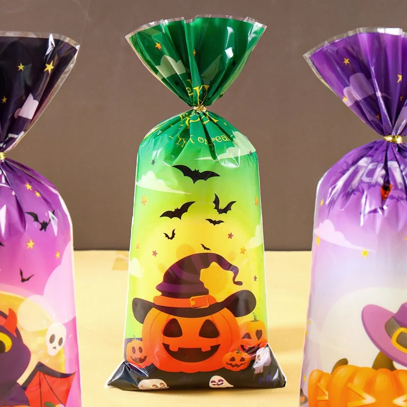 Halloween Pumpkin Candy Bags for Trick-or-Treat Party Favors