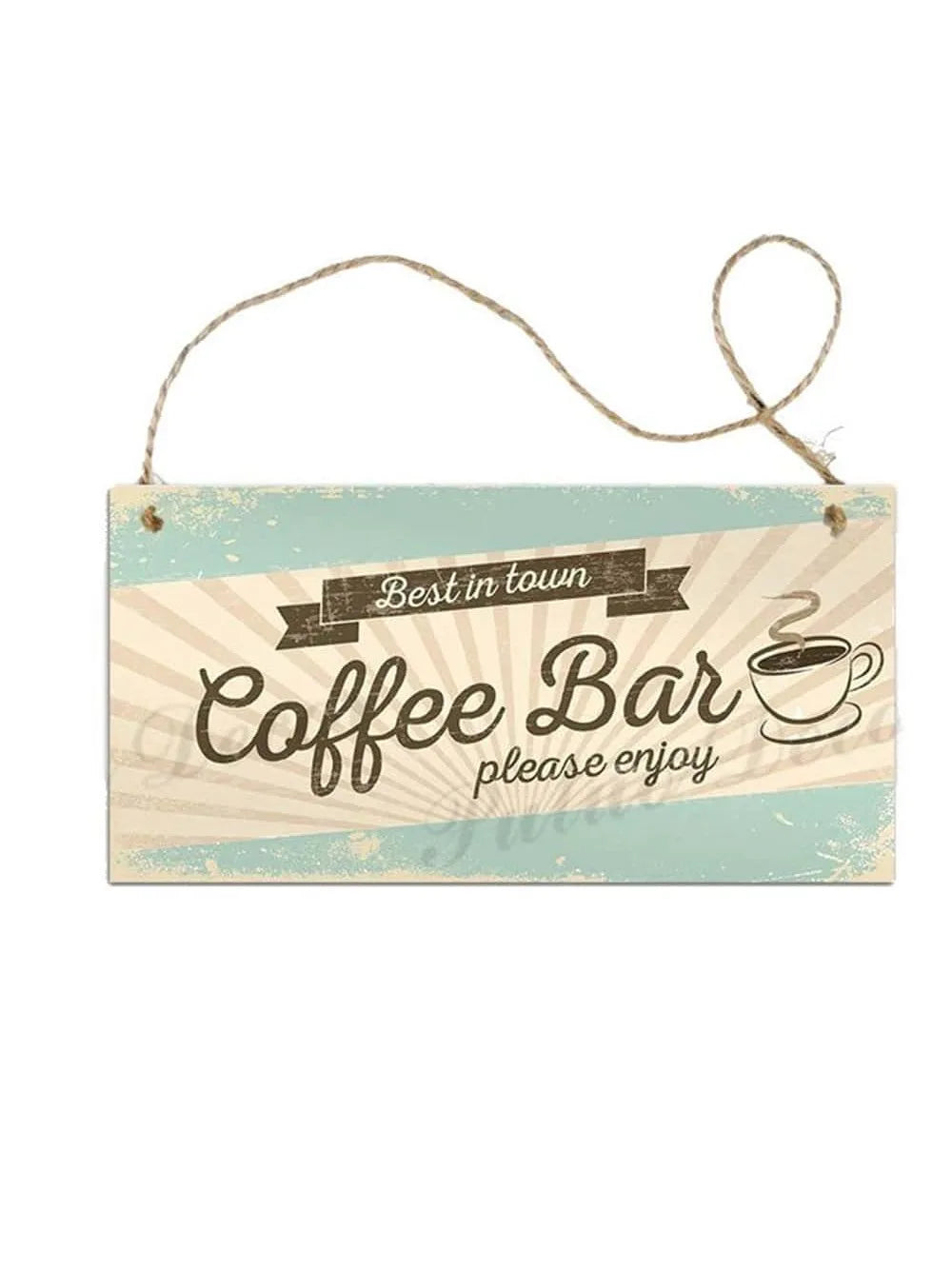 Letrero rústico de madera para cocina con el texto 'El mejor de la ciudad. Bar de café, por favor disfrute'