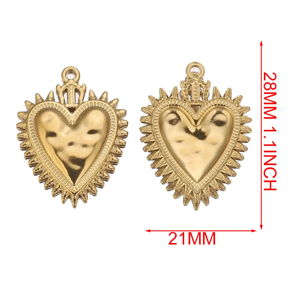 Gold Sacred Heart Charms for Jewelry Making
