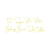 Gold script text listing various food items including Tea Sugar Rice Pasta Baking Beans Salt Coffee