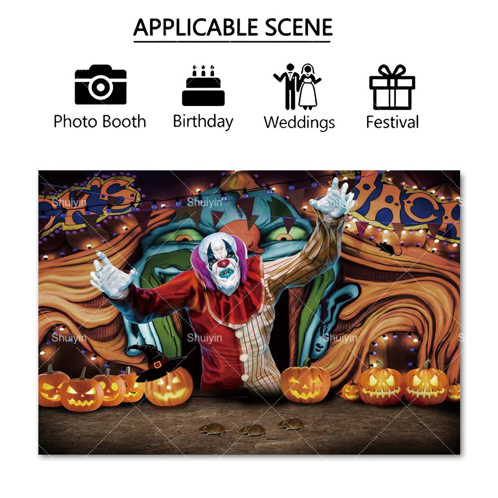 Evil Clown Circus Halloween Photography Backdrop