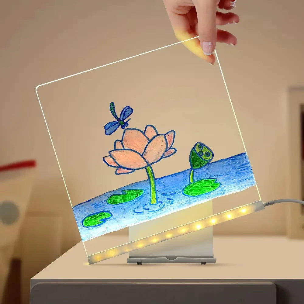 Illuminated Acrylic Drawing Board with Colorful Pens