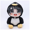 A cute kawaii penguin plush doll with black and white features and yellow feet.