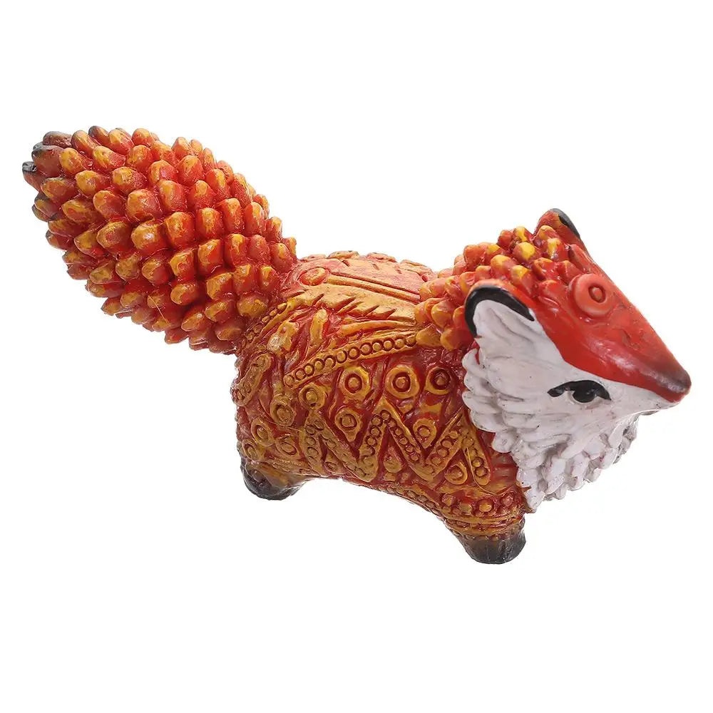 Hand-painted resin fox totem statue with orange and white coloring for home decor