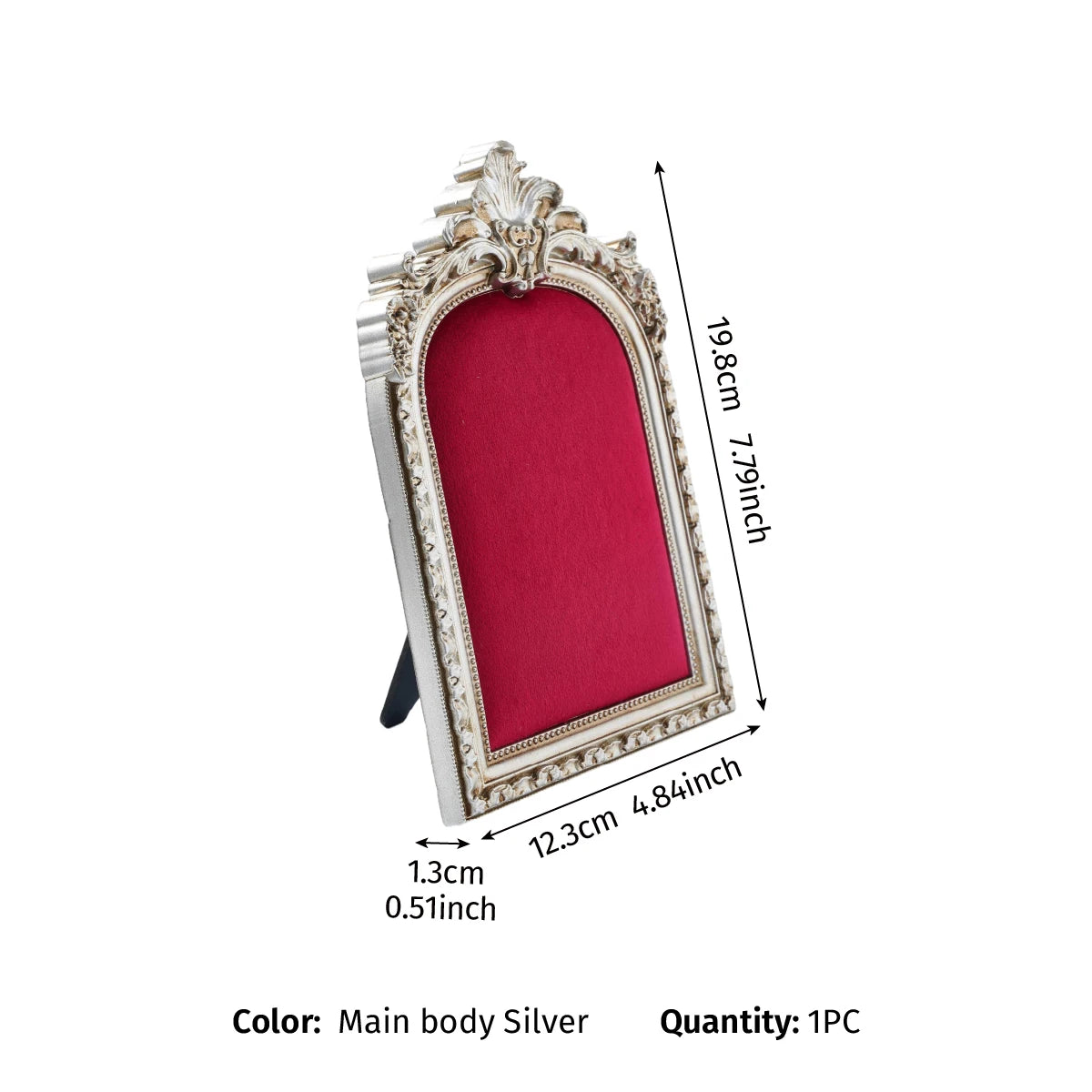 European-Style Velvet Jewelry Display Stand with Silver-Plated Floral Detail