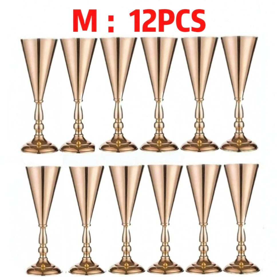 Gold Trumpet Vase Metal Flower Holder for Weddings & Home Decor