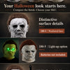 A collection of Halloween Michael Myers latex masks showing various surface details and included accessories.