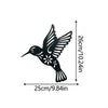 Black metal hummingbird wall decor set silhouette with dimensions 25cm by 26cm.