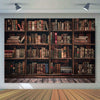 A banner featuring a dark wooden bookshelf background with numerous old books and a rustic wooden floor.