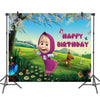 A colorful painting featuring a baby dressed in purple attire surrounded by green grass and flowering branches.