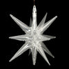 Clear foil balloon shaped like a star burst with pointed rays for party decor