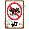 A vintage metal sign with a red circle and diagonal line prohibiting the use of a security camera.