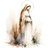 Watercolor painting of Jesus with a halo, depicted in brown and white tones.
