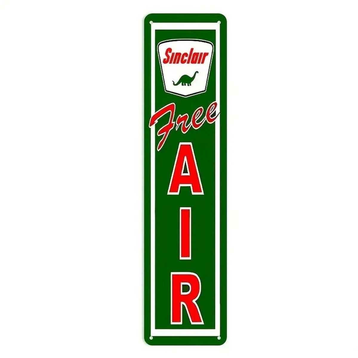 Vintage funny metal street sign with the word FAIR in red on a green background