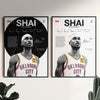 Two framed posters featuring basketball legends Shai Gilgeous-Alexander in Oklahoma City jerseys.