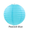 A light blue paper lantern with a pleated design.