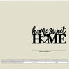 Black metal wall decor with the text Home Sweet Home in a decorative font