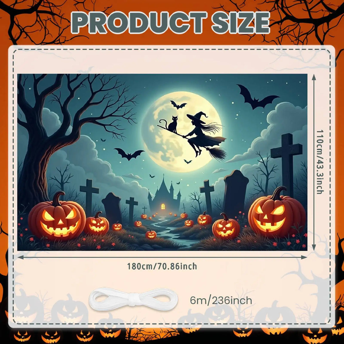 Large Halloween Witch Door Banner with Classic Spooky Design