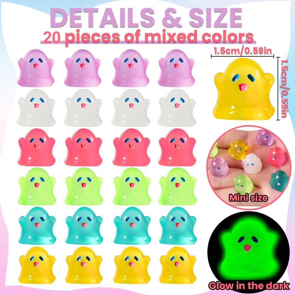 Glow-in-the-Dark Mini Ghost Figurines for Halloween Décor