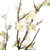 A branch of white faux plum blossoms with stems.