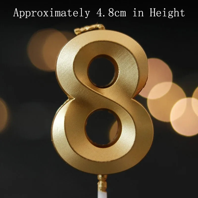 A golden number eight cake candle for birthdays and celebrations