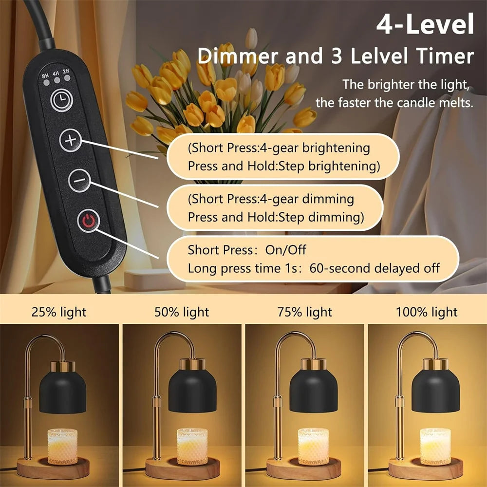 Adjustable Candle Warmer Lamp with Timer and Dimmer