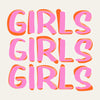 Text art spelling out GIRLS repeated in large, rounded pink and orange letters.