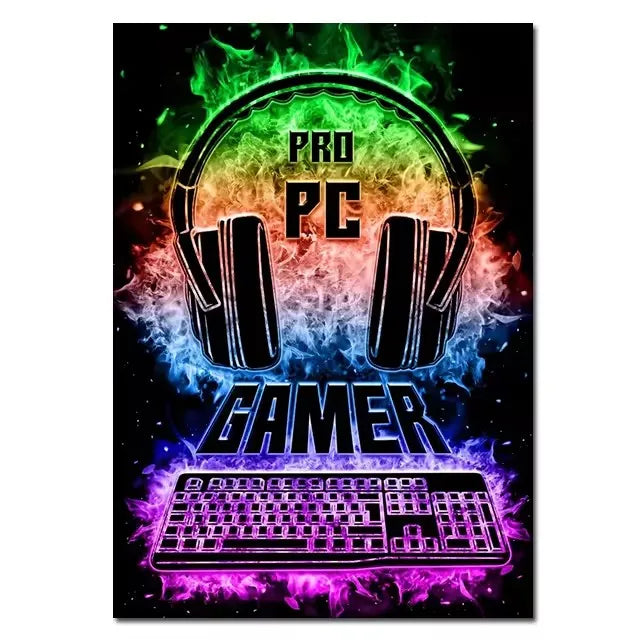 A dark background featuring a pair of black headphones surrounded by vibrant green and orange smoke, with the text PRO PC GAM