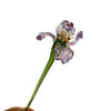Handcrafted blue glass flower sculpture with a green stem