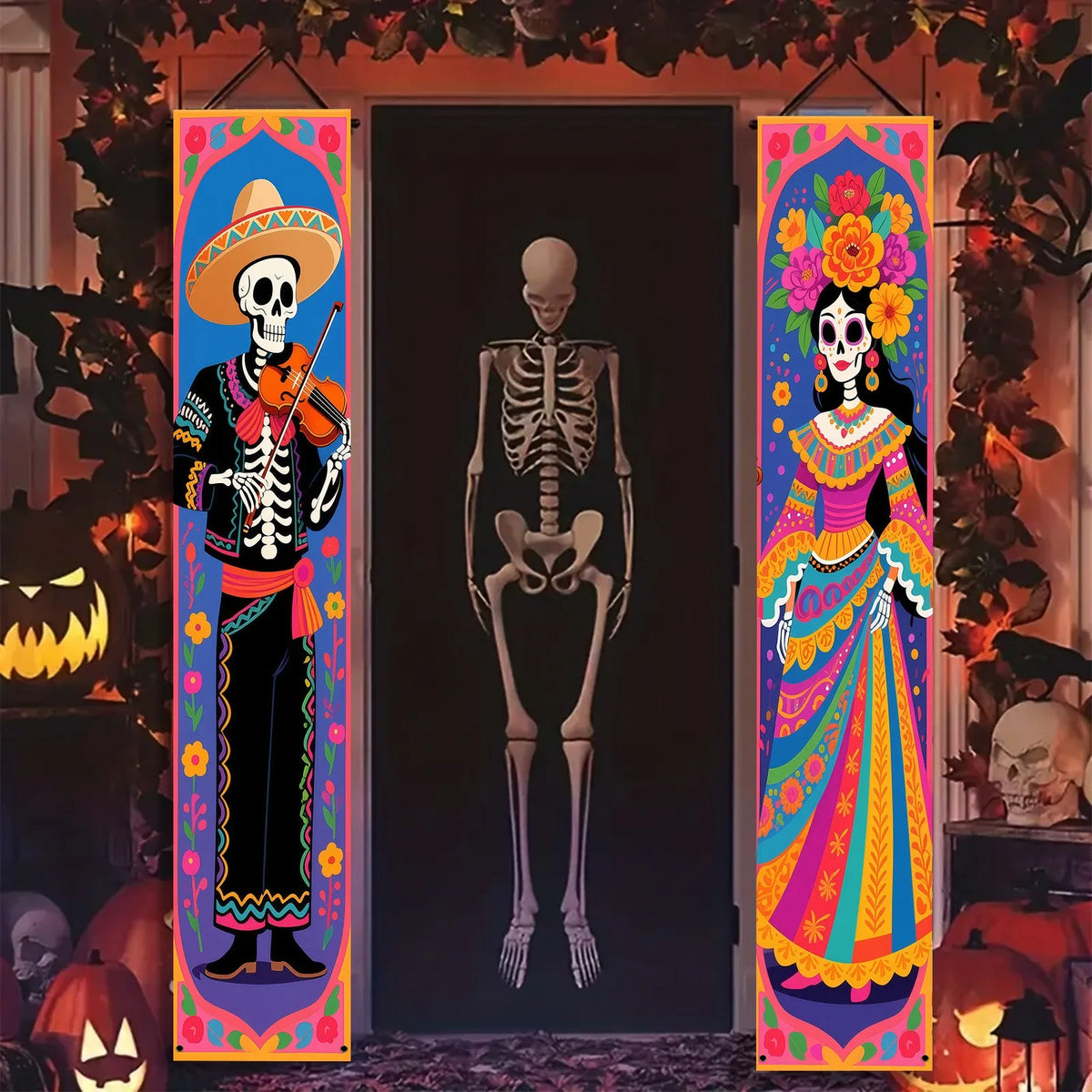 Day of the Dead Sugar Skull Door Banners – Set of 2
