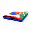 Folded Haitian flag displaying the national symbols of Haiti.